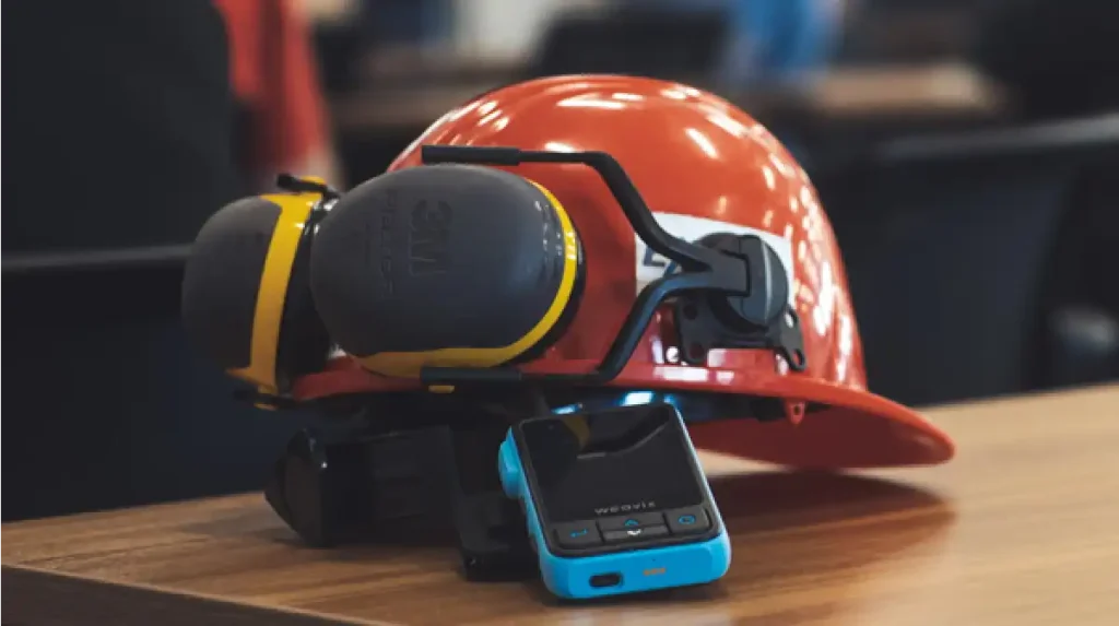 Safety helmet representing workplace protection for connected workers using connected worker platforms across connected workforce