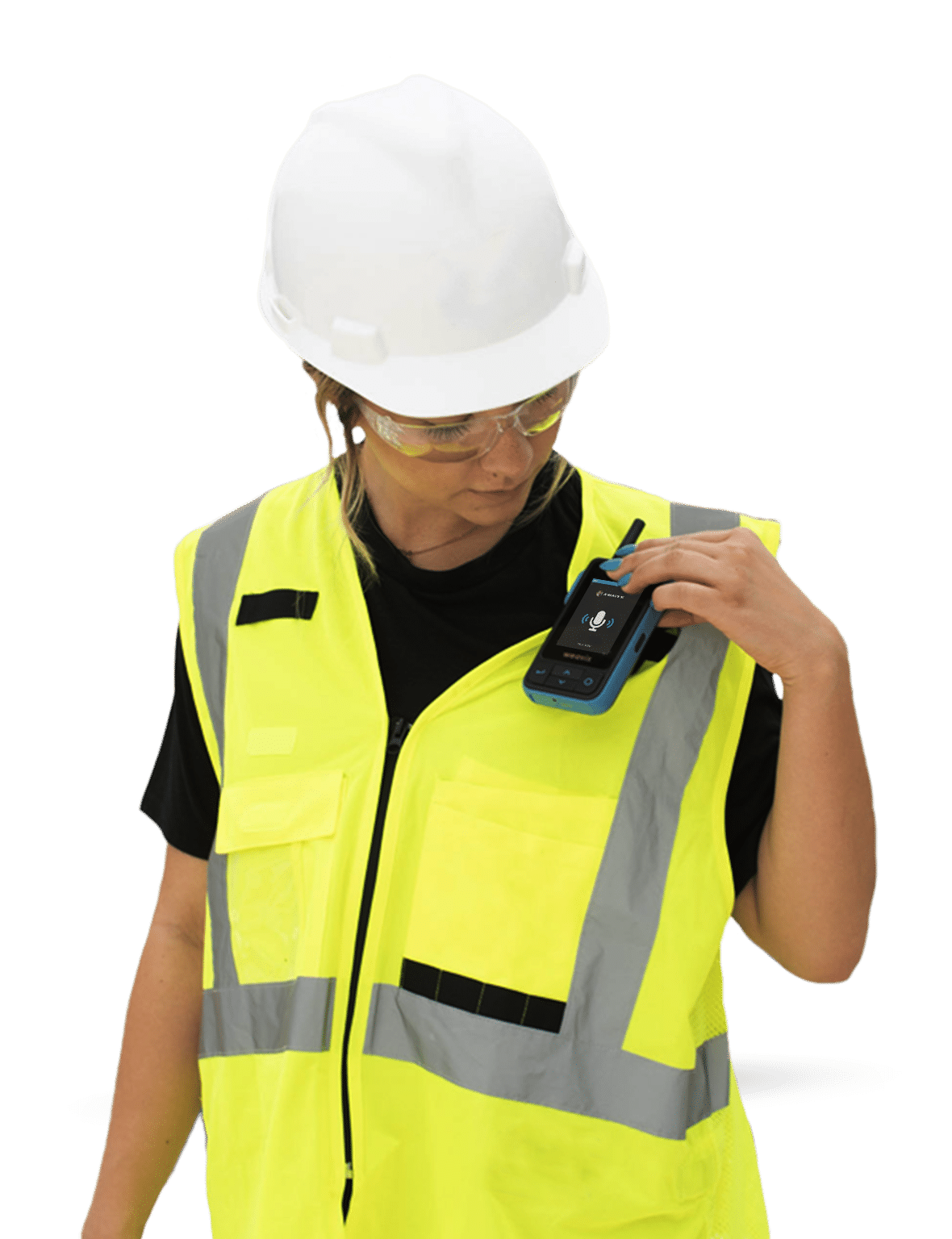 Frontline worker looking at their Walt Smart Radio