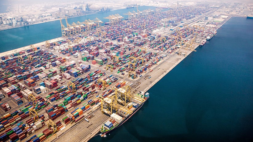 Aerial view of a sea port