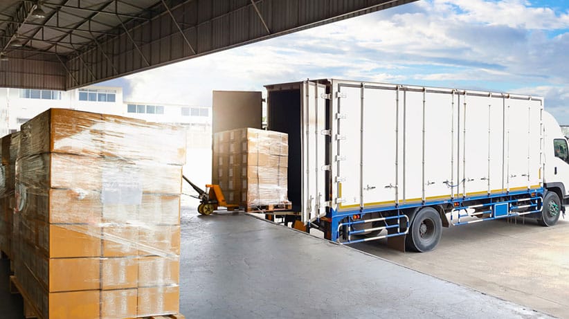 Truck delivery at a warehouse dock