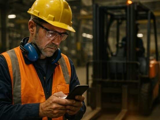 Frontline worker distracted by phone