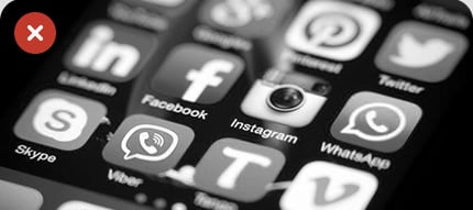 Mobile screen showing social apps that are a distraction for frontline workers