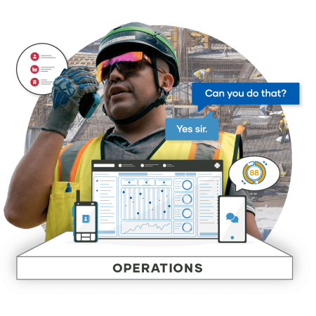 Construction worker using a walt smart radio